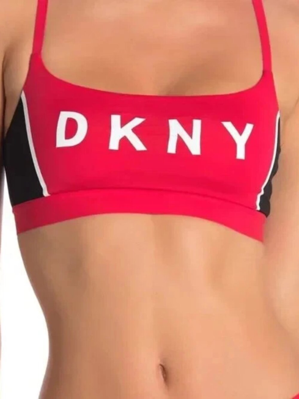 DKNY Cotton Blend Logo Wire-Free Bralette Black & Red‎ Size L and X-Large